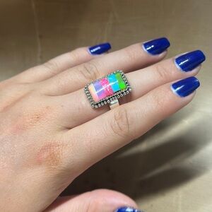 Handmade. Sterling silver. Authentic. Colorful Mosaic Ring